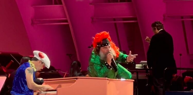 Jack Black performing "Peaches" at the Hollywood Bowl.