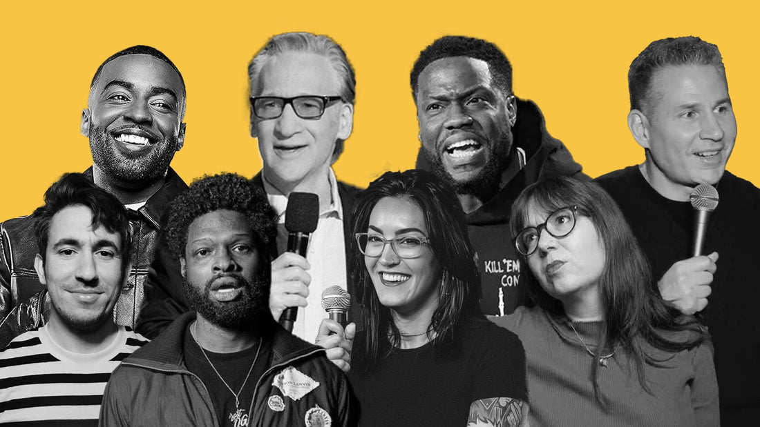 L to R clockwise: Ian Lara, Bill Maher, Kevin Hart, Mike Vecchione, Lizzie Martinez, Lisa Wallen, Derek Gaines, & Mohanad Elshieky.