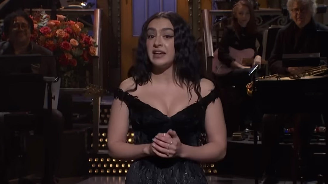 Charli XCX performing her monologue on Saturday Night Live.