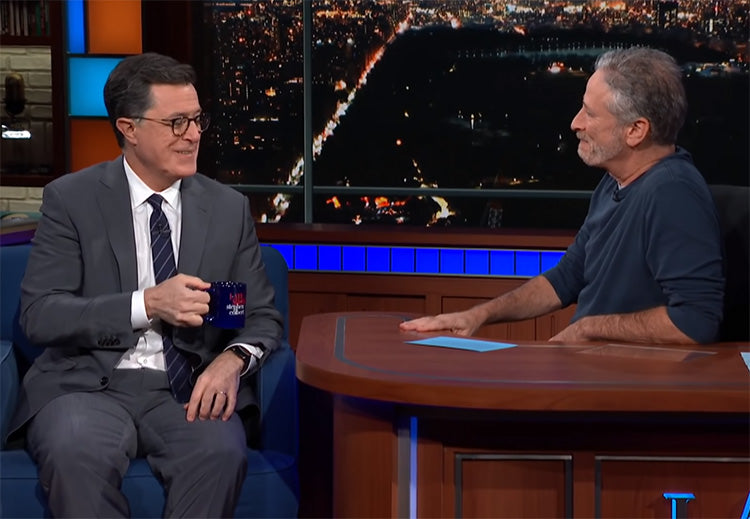 Jon Stewart flipped the table around and interviewed Stephen Colbert on last night's "Late Show"