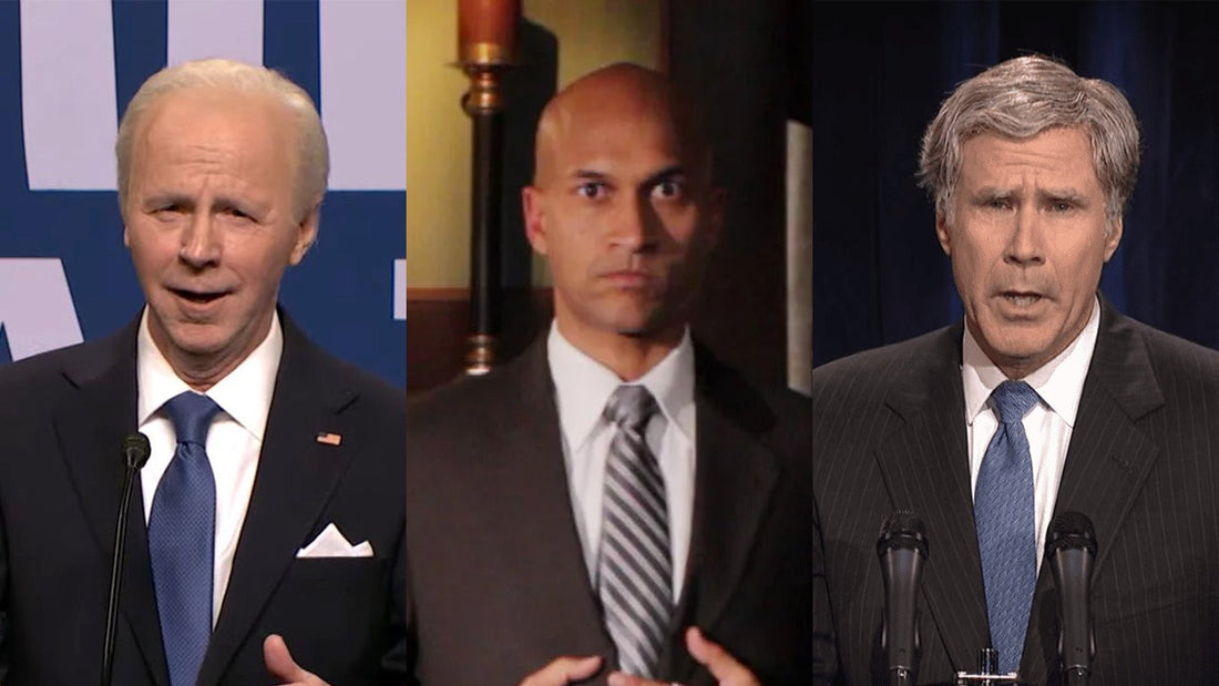 Dana Carvey playing president Joe Biden on SNL, Keegan-Michael Key as angry Obama translator Luther on Key & Peele, & Will Ferrell playing president George W. Bush on SNL.