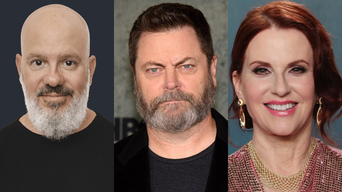 From Right: David Cross, Nick Offerman, and Megan Mullally