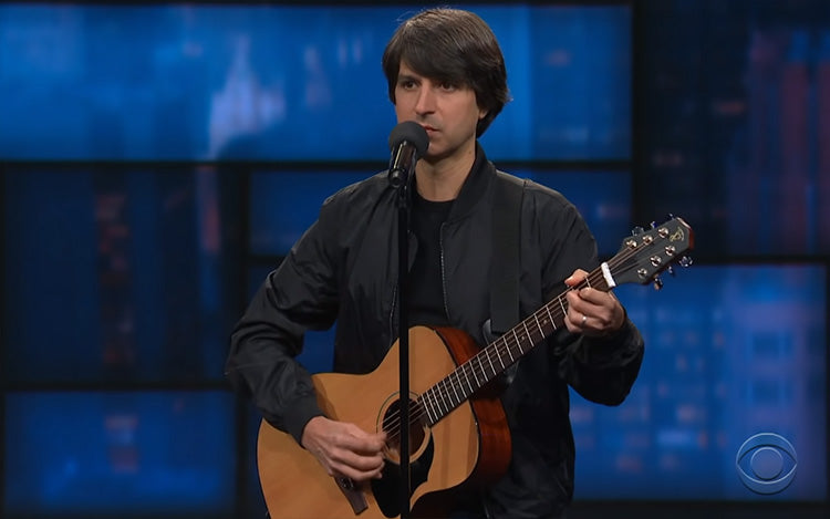 Demetri Martin brought his guitar to "Late Show w/Stephen Colbert" and performed some jokes