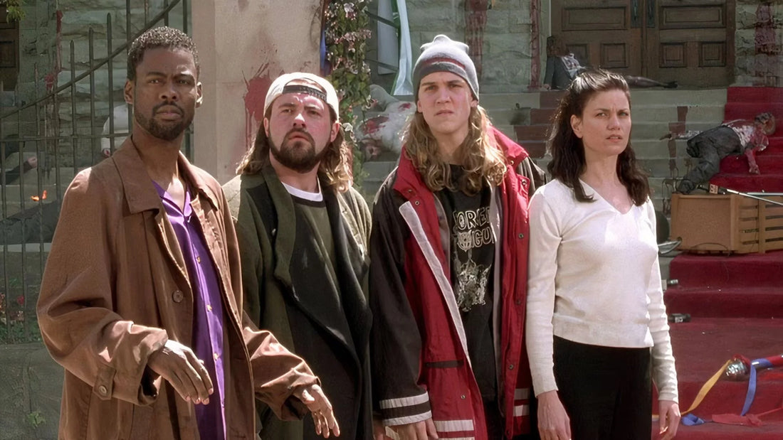 Chris Rock, Kevin Smith, Jason Mewes & Linda Fiorentino in the movie Dogma.