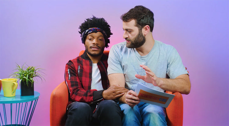 Jermaine Fowler eats donuts as he has an uncomfortable interview