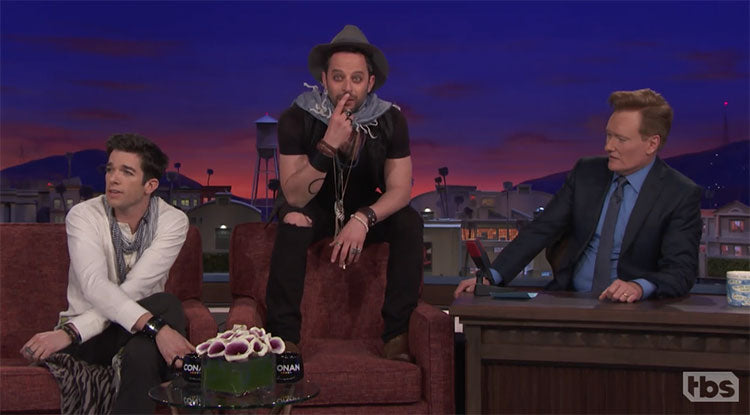 Nick Kroll and John Mulaney visit "Conan" to tell him success hasn't gone to their heads