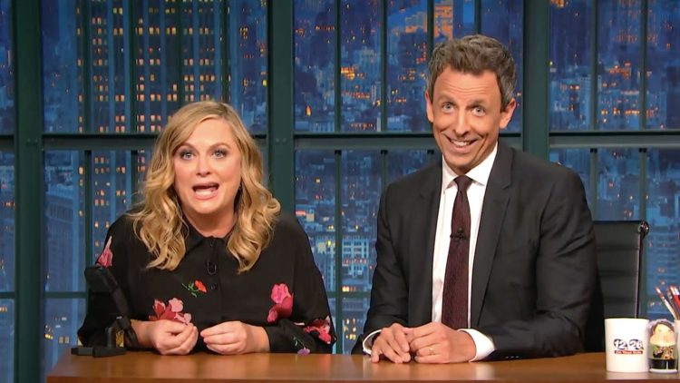 Amy Poehler and Seth Meyers reunite for an "SNL"-inspired late night bit