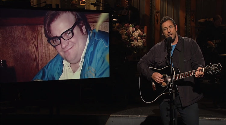 Adam Sandler closed out "Saturday Night Live" with a Chris Farley tribute song