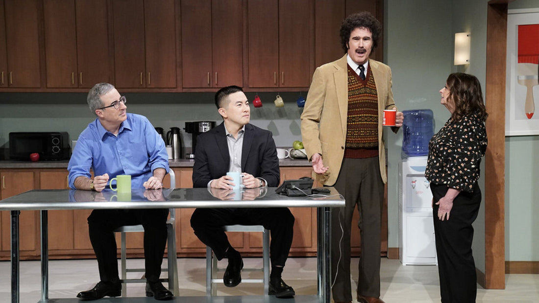 Will Ferrell, John Oliver, Bowen Yang,  and Rachel Dratch on "Late Night With Seth Meyers" in "Second Chance Theatre"