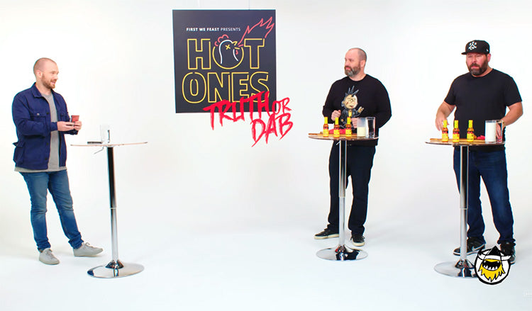 Bert Kreischer and Tom Segura go head to head while playing truth or dare while eating hot wings