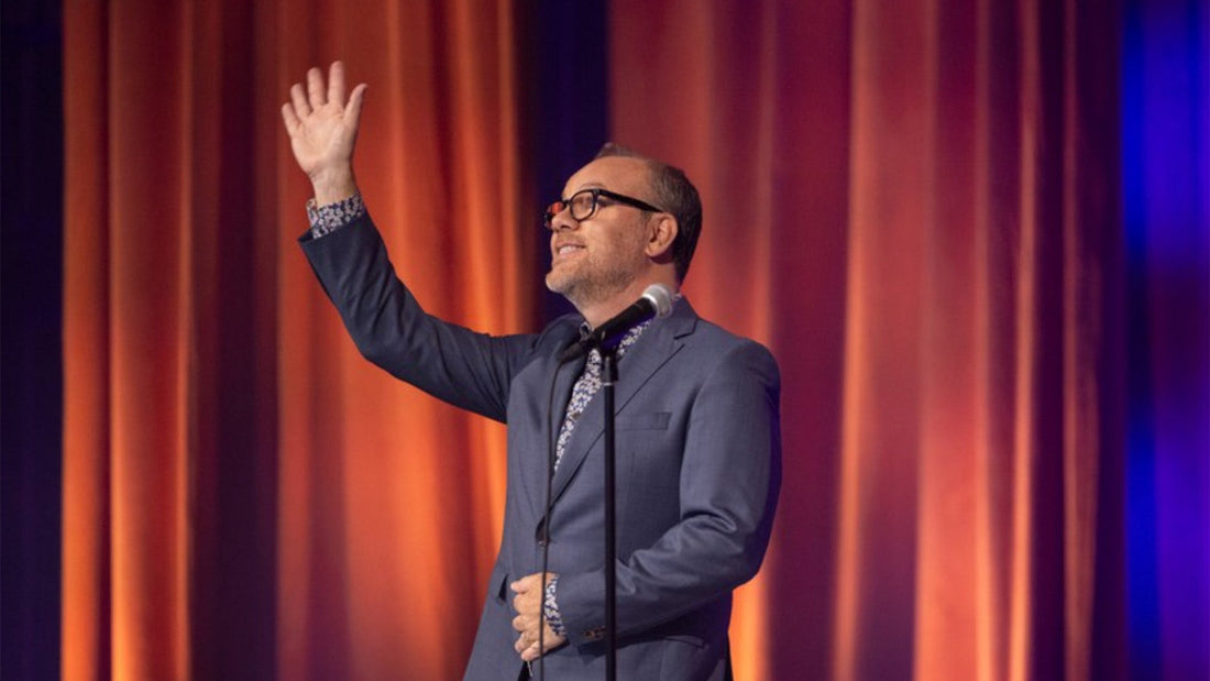 Tom Papa performing in stand-up special "Home Free" on Netflix.