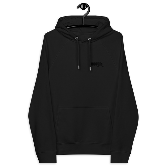 BLACK ON BLACK PREMIUM HOODIE - Unisex eco raglan hoodie